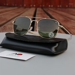 Gafas de sol AO Men Pilot Vintage Retro Aviación Sol Sun Gafas American Optical Eyewear Original Box Case Gafas de Sol Hombre333m