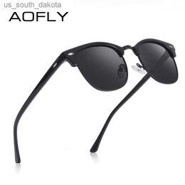 Gafas de sol AOFLY Diseñador de la marca Gafas de sol polarizadas Hombres Vintage Medio marco de metal Espejo Gafas de sol para mujeres Hombre zonnebril heren UV400 L230523