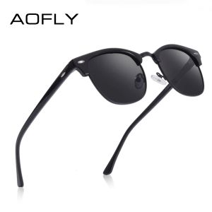 Lunettes de soleil Aofly Brand Designer Polarise Sunglasses Men Vintage Half Metal Frame Mirror Sun Glasses Fomen Women Male Zonnebril Heren UV400