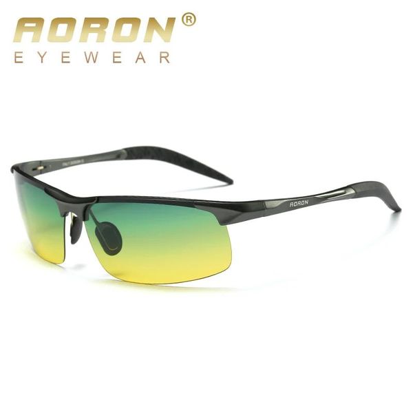 Gafas de sol Aoron de aluminio para hombre, lentes de sol polarizadas de visión nocturna y diurna, gafas originales de marca, diseño masculino para conducir