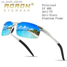 Sonnenbrille AORON Polarisierte Sonnenbrille Herren Sportfahrsonnenbrille UV400-Schutz Aluminiumrahmen Spiegel Sonnenbrille Goggle Vintage L230523