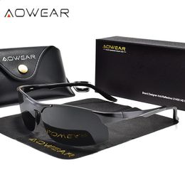 Sonnenbrille AOWEAR Aluminium Magnesium Sport Sonnenbrille Männer Polarisierte Randlose Sonnenbrille Männlich Ourdoor Shades Brille Gläser für Männer 231118