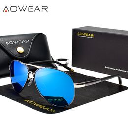 Zonnebril AOWEAR Merk Designer Gepolariseerde Mannen Luchtvaart Coating Spiegel Zonnebril voor Man Vrouwen gafas lentes de sol 230707