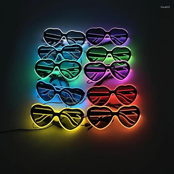 Gafas de sol llegan LED luminosas gafas en forma de corazón concierto gran evento club nocturno Rave accesorios iluminar fluorescente