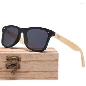 Zonnebril Bamboe En Hout Kleurrijke Vierkante Een Stuk Vrouwen Mannen 2023 Outdoor Rijden Buitenlandse Handel Retro Spiegel Shades Uv400