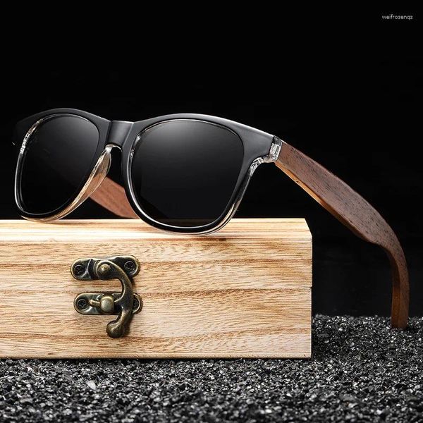 Lunettes de soleil bambou et bois jambe tendance personnalisé rétro grand cadre hommes en gros transfrontalier