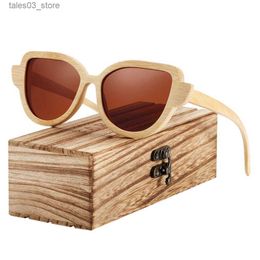 Lunettes de soleil BARCUR lunettes de soleil œil de chat bambou polarisé bois naturel lunettes de soleil anti-reflet nuances oculos de sol feminino Q231120
