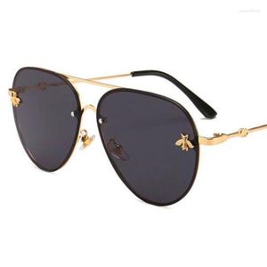 Lunettes de soleil abeille pilote Vintage lunettes nuances pour femmes hommes métal cadre créateur de mode 2022 haute qualité299E