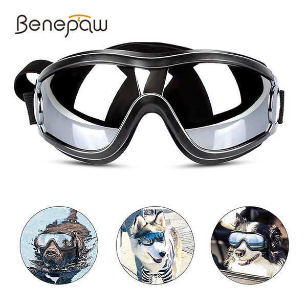 Gafas de Sol Benepaw Cómodas Gafas de Sol para Perros Medianos y Grandes Correa Ajustable Gafas para Mascotas Gafas de Nieve antivaho para Esquí Natación Senderismo