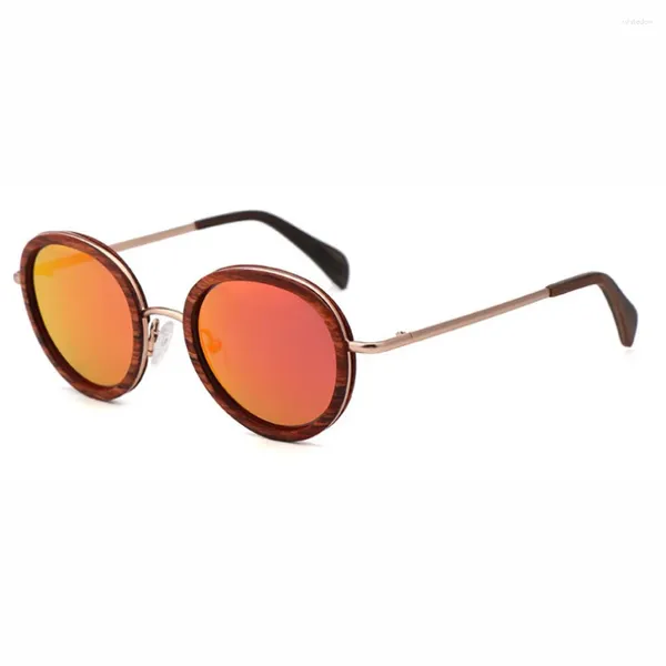 Gafas de sol BerWer 2024 Red Wood Mujeres Polarizadas Hombres Gafas UV400 Protección Gafas Gafas de sol de madera