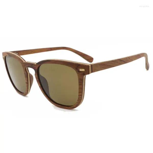 Gafas de sol Berwer 2024 Mujeres Madera Madera Lente Polarizada Retro