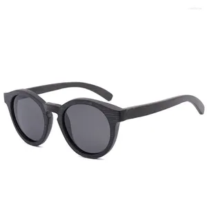 Gafas de sol BerWer Black Bamboo Hombres Polarizados Moda Gafas de sol Original Madera Masculino con estuche