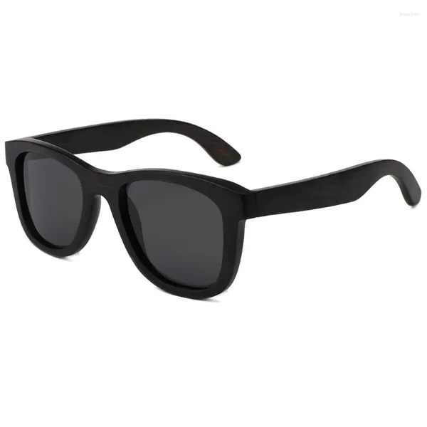 Gafas de sol Berwer Black Color Bamboo Men Diseñador de marca Polarizado Gasas Sol Vintage Mujeres de gafas de sol de madera