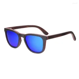 Lunettes de soleil BerWer Bois d'ébène pour hommes Femmes Lunettes de soleil rétro Verres polarisés UV400