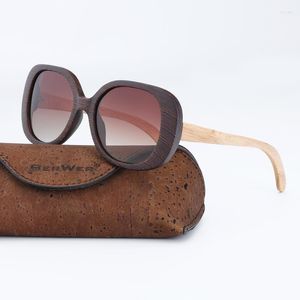 Gafas de sol BerWer Hombres Vintage Madera Mujeres Polarizadas UV400 Proteger Recubrimiento Espejo Gafas de sol en caja de corcho
