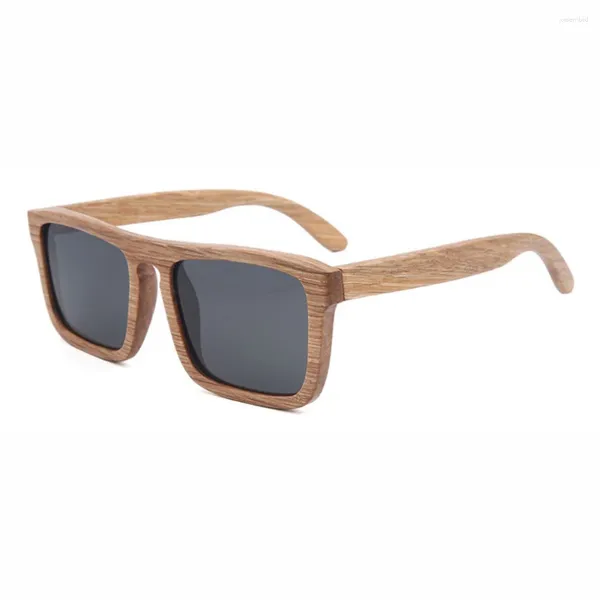 Lunettes de soleil Berwer Natural Wood Men Bamboo Sun Sunshes Polaris Brand Designer Mirror Original OCULOS