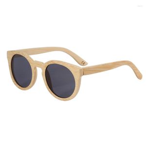 Lunettes de soleil BerWer lunettes de soleil en bois femmes rondes bambou Vintage cadre en bois à la main lunettes de soleil pour hommes lunettes Oculos