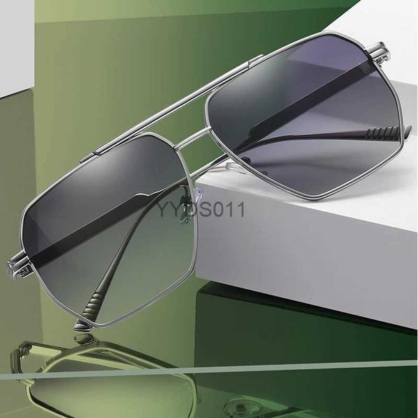 Lunettes de soleil Meilleures lunettes de soleil pour hommes femmes polarisées en métal carré surdimensionné lunettes de soleil de luxe marque Designer homme UV400 lunettes YQ231108