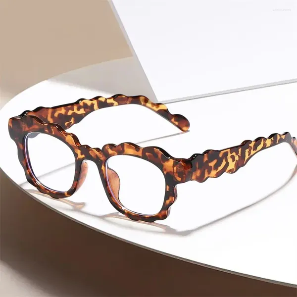 Lunettes de soleil Big Frame anti-UV Blue Rays Lunettes Retro Leopard PC PC Miroir Flats Mishères Ultra-Light Vision Care Eyeglass Women Girls