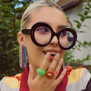 Zonnebril Grote Ronde Effen Bril Dames Heren Gradiënt Lens Modeontwerper Dames Strand Sunnies Retro Brillen Frames 2023