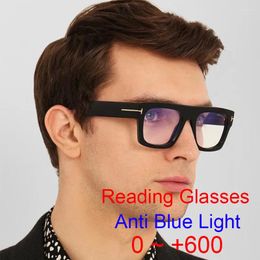 Zonnebril Groot Vierkant Anti Blauw Licht Leesbril Optische Computer Luxe Merk Brillen Voor Mannen Oversized Zwart Frame 2 3