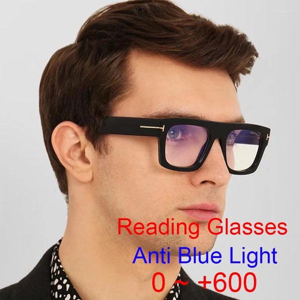 Gafas de sol Big Square Anti Blue Light Gafas de lectura Computadora óptica Gafas de marca de lujo para hombres Marco negro de gran tamaño 2 3