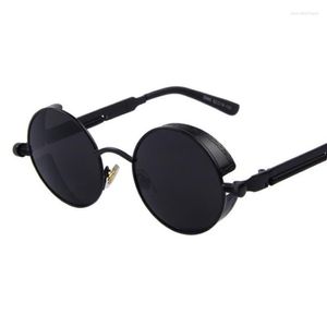 Lunettes de soleil Black Round Steampunk Men Fashion Brand Designer Luxury Classic Retro Mirror Sun Glasses Femme Circle OCULOS 226S