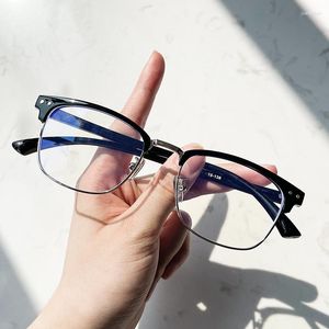 Zonnebril Zwart Bovenste en onderste transparante brilmontuur Anti-blauw licht TR Groot gezicht Persoonlijkheid Retro Gradiënt Vierkant leesglas
