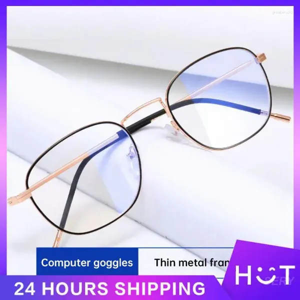 Lunettes de soleil verres de blocs de lumière bleue Eyewear Metal Strong Frame Vintage Lire des lunettes 2024 Anti