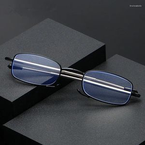 Zonnebril Blauw licht blokkerend Presbyopie Leesbril Unisex Computerbescherming Opvouwbaar frame Zwart metaal met doos