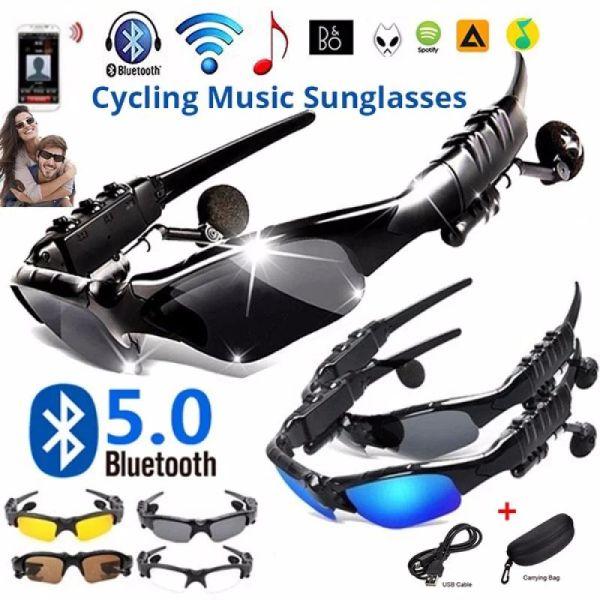 Lunettes de soleil Lunes Bluetooth avec micro Mobile Mobile USB Rechargeable Polarisé Lights Sunglasses Musique Écoute Équitation Couadless Wire