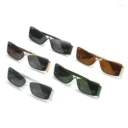 Lunettes de soleil sans bordure carrées œil de chat en métal pour hommes et femmes Y2K Design de marque de mode extérieur UV400 technologie de lunettes