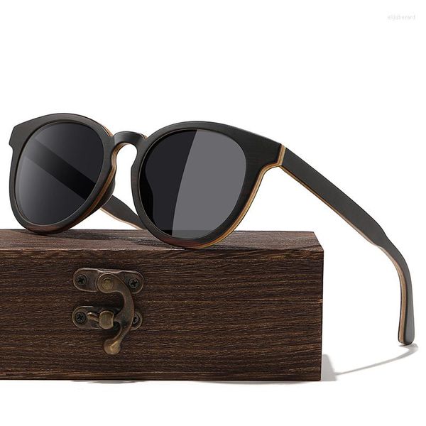 Gafas de sol de marca de madera de bambú para hombres y mujeres, gafas de sol cuadradas clásicas para conducir, ecológicas y biodegradables