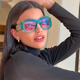 Sunglasses Brand Design Square Lady Blue Pink Shades Vintage Wide Frame Sun Glasses For Women Tinted UV400 189k