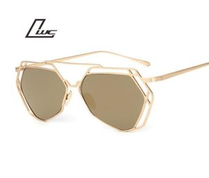 Lunettes de soleil Brand Designer 2021 Big Mirror Women Hexagon Lovers Hippie Ladies UV400 Pilot Gold Sun Glasshes6989438