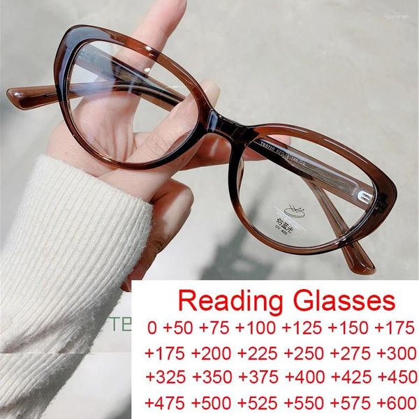 Lunettes de soleil Brand Designer Cat Eye Reading Lunes Fashion Women Small Frame Anti Blue Light Prescription Femme Presbye Eyewear