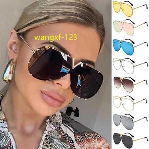 Lunettes de soleil marque Punk rondes femmes mode grand cadre lunettes de soleil femme métal rétro concepteur Vintage forme V