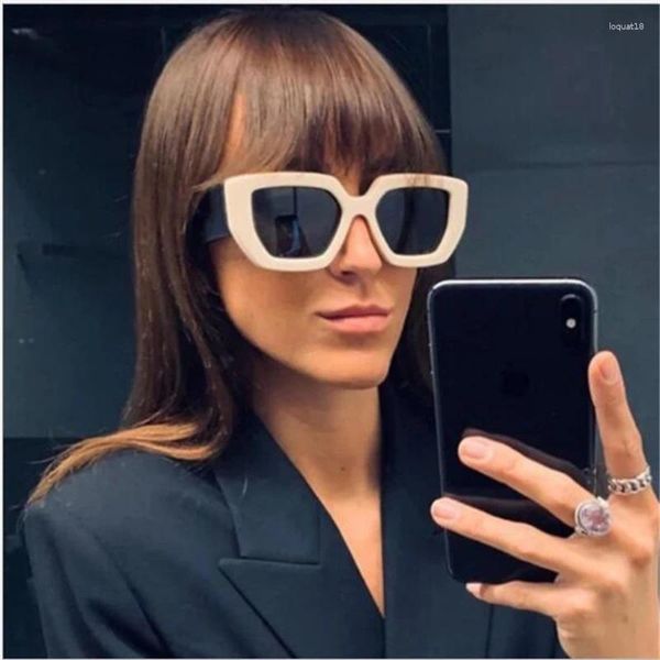 Gafas de sol Marrón brillante Marco grande para mujer Gafas de pierna ancha de plástico Diseñador Marca Espejo de protección solar