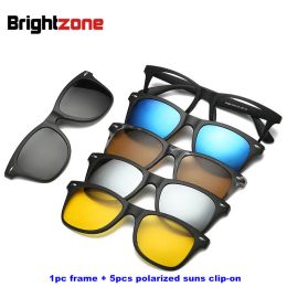 Lunettes de soleil BrightZone 5 + 1 Set Glasses Femmes hommes Mirror Polaris Magnetic Sunglasses Clinon Faire la prescription Myopie Hyperopia Astigmatisme