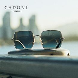 Lunettes de soleil Caponi Brand Fashion Women Design Eyewear Square Style Color Lenses Polarized Sun Glasses For Men CP19711 255G
