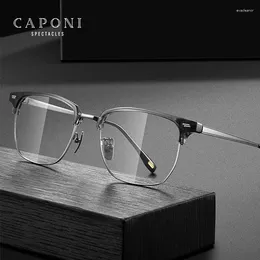 Lunettes de soleil Caponi Men's Eye Lunes Frame Pure Titanium TR Anti-Blue Light Simple Weight Classic Brand Spectacles JF22158