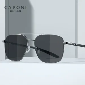 Zonnebril CAPONI Pochromic Voor Mannen Legering Carbon Firber Gepolariseerde Zonnebril UV400 Originele Brand Design Shades BS23027