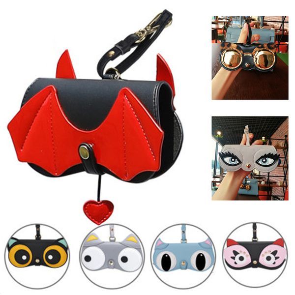 Lunettes de soleil Cas 2023 INS Animal Cartoon Femmes Portable Sun Eye Lunettes Boîte Lèvres PU Étui À Lunettes En Cuir Mignon Protection Sacs 230519