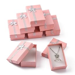 Étuis à lunettes de soleil 24 pièces présentoir de boîtes-cadeaux de bijoux en carton pour boîte d'emballage de bijoux rose avec nœud papillon et éponge à l'intérieur 80x50x25mm 231101