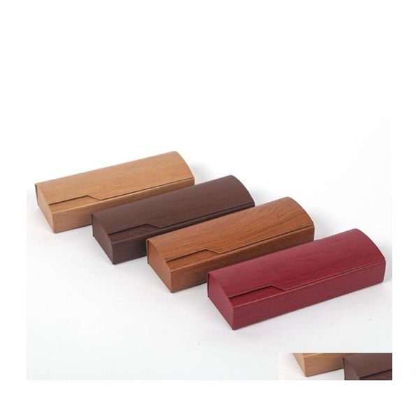 Étuis à lunettes de soleil Sacs Creative Wood Grain Hard Kit Holder Étui à lunettes de lecture en métal pour hommes et femmes Boîte à lunettes Drop Delivery Ot5Zt