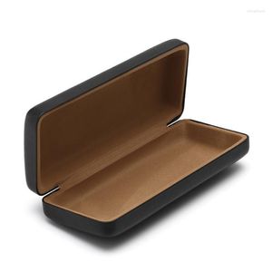 Sunglasses Cases & Bags Fashion Simple PU Leather Glasses Metal Square Portable Case Women Men Durable Eyewear Storage Box