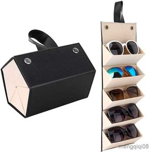 Lunettes de soleil étuis sacs en cuir lunettes organisateur collecteur lunettes boîte de rangement enrouleur support pliant