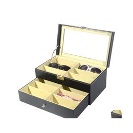 Cajas de gafas de sol Bolsas Mtifunction 12 Rejillas Ranuras Capas dobles PU Reloj de cuero Caja de almacenamiento Caja profesional Anillos Pulsera Órgano Otgva