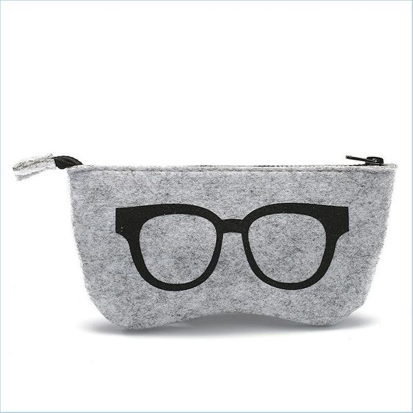 Coupes de lunettes de soleil Sacs Nouveaux verres boîtier laine en feutre Femmes hommes Box Fashion Fashion Zipper Eaux