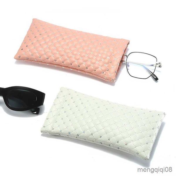 Étuis à lunettes de soleil Sacs Pochette à lunettes en cuir à paillettes Fashion Style Sac anti-rayures Protecteur Lunettes Conteneur